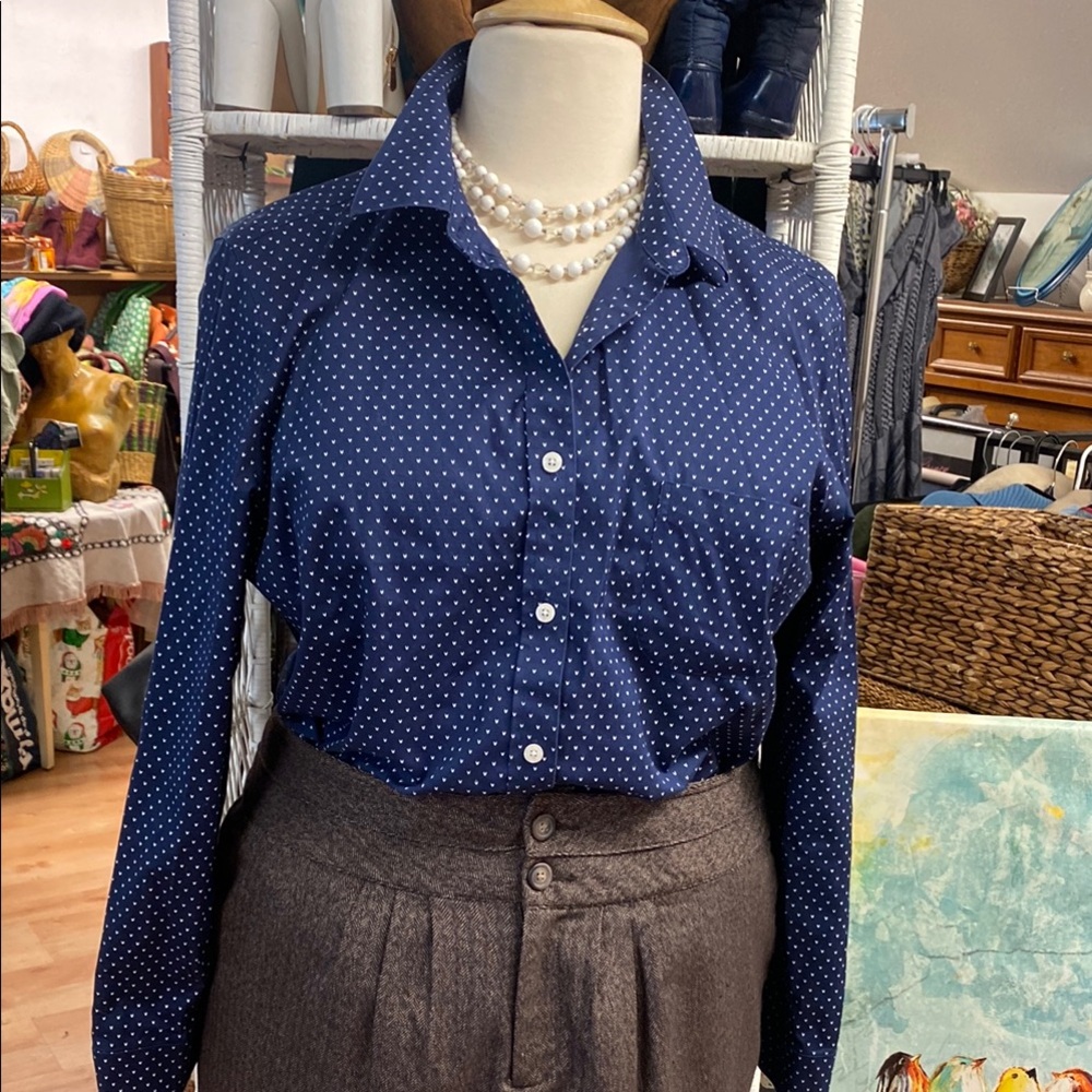 *L.L. Bean - classic button down- 100% cotton - NavyBlue Patterned Shirt / 2X